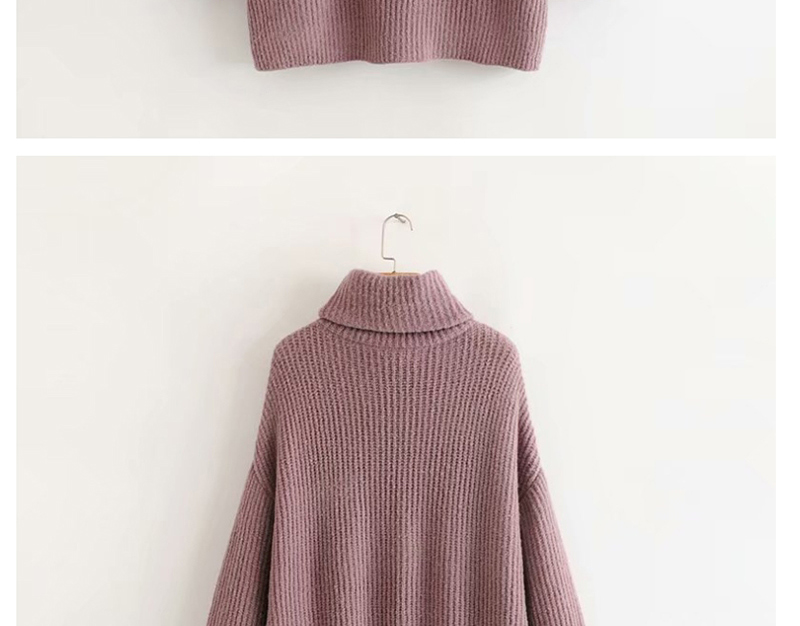 Fashion Brown Turtleneck Knitted Sweater,Sweater