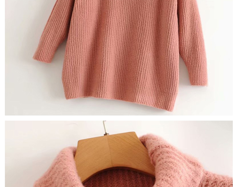 Fashion Pink Turtleneck Knitted Sweater,Sweater