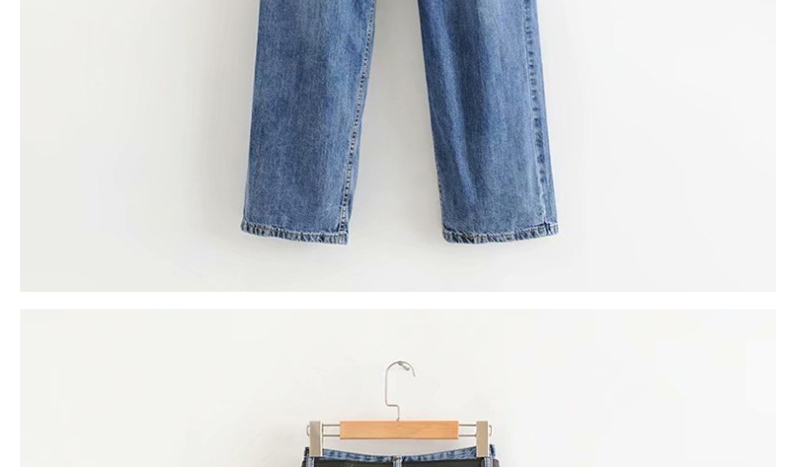 Fashion Blue Washed Mop Belt Jeans,Denim