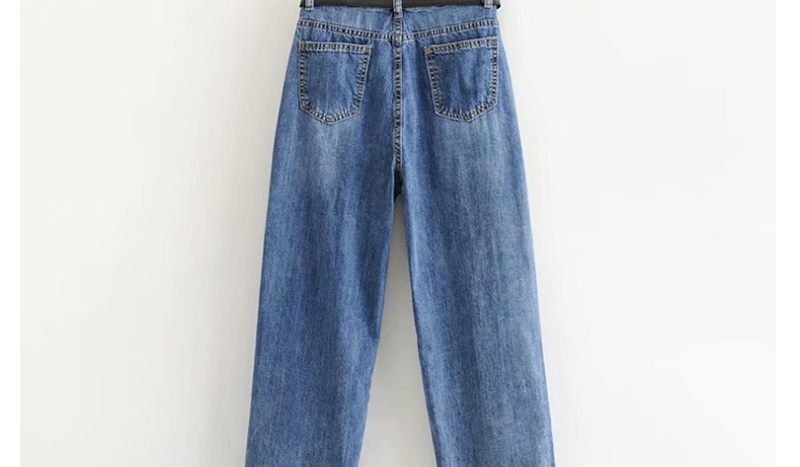 Fashion Blue Washed Mop Belt Jeans,Denim