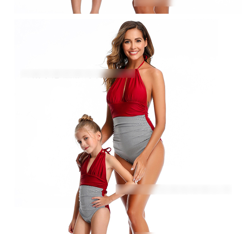 Fashion Orange Halter Neck Stitching Contrast Color Pleated One-piece Swimsuit Adult,One Pieces