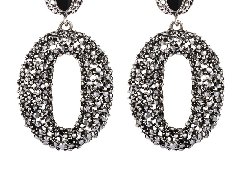 Fashion Silver Oval Earrings With Diamonds And Diamonds Earrings,Drop Earrings