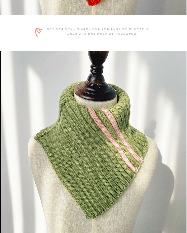 Fashion Light Green Contrast Wool Neck Scarf For Children,Thin Scaves