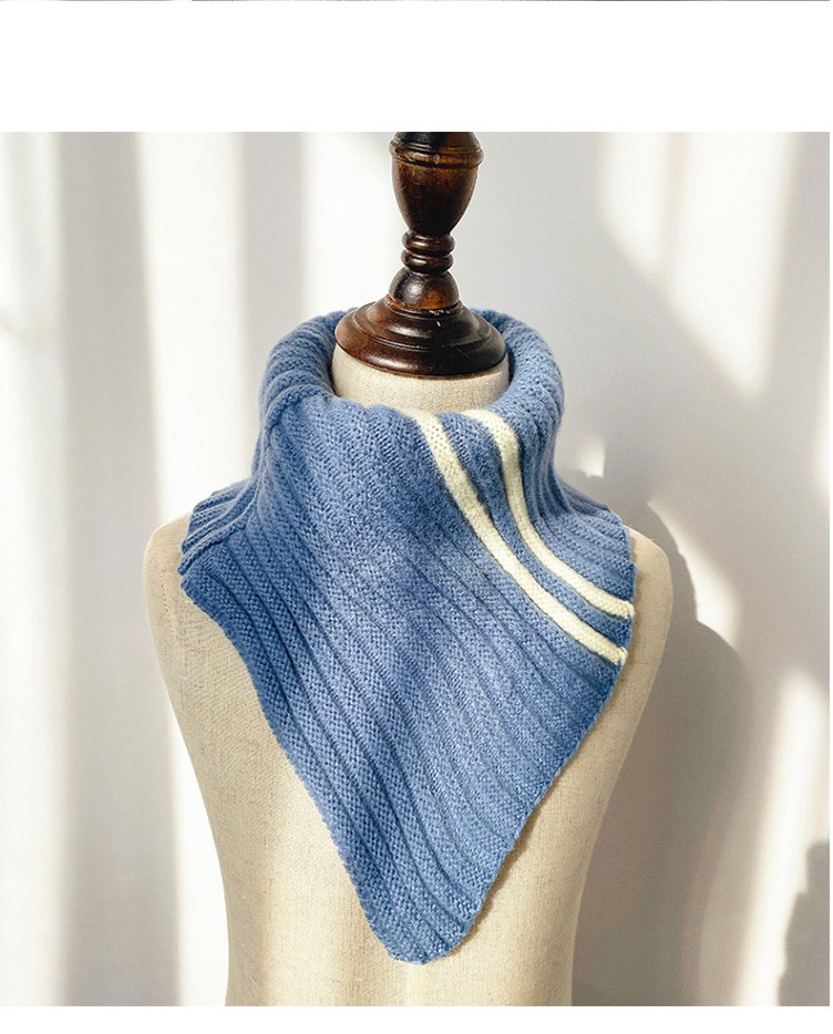Fashion Blue Contrast Wool Neck Scarf For Children,Thin Scaves