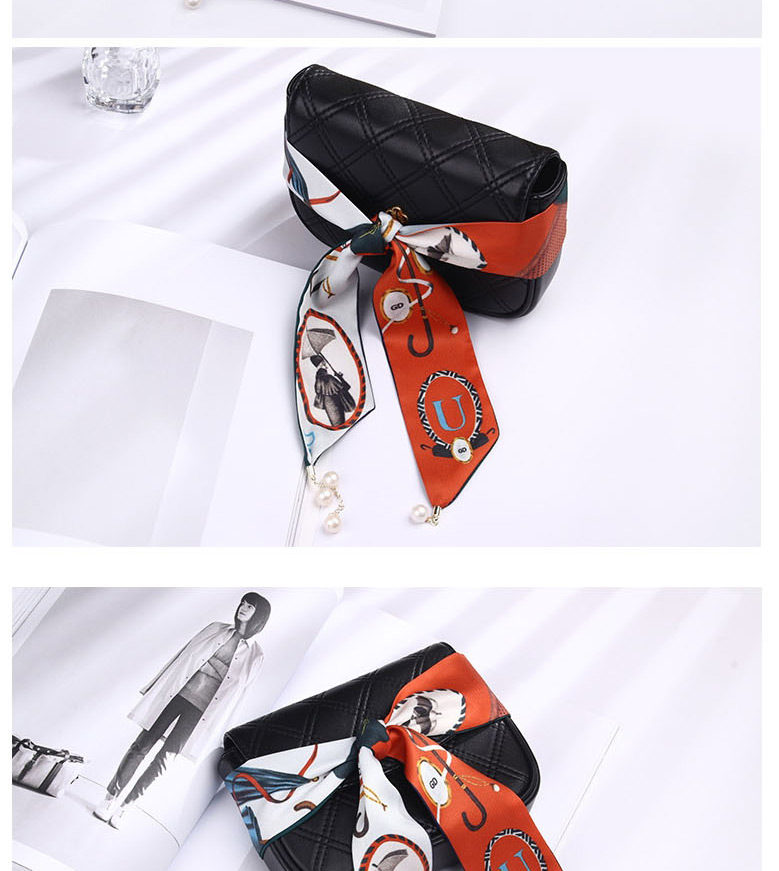 Fashion Orange Contrast Printed Letter Pearl Scarf,Thin Scaves
