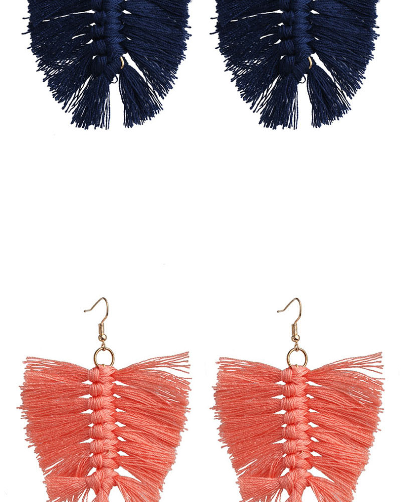 Fashion Pink Wool Geometric Tassel Earrings,Drop Earrings
