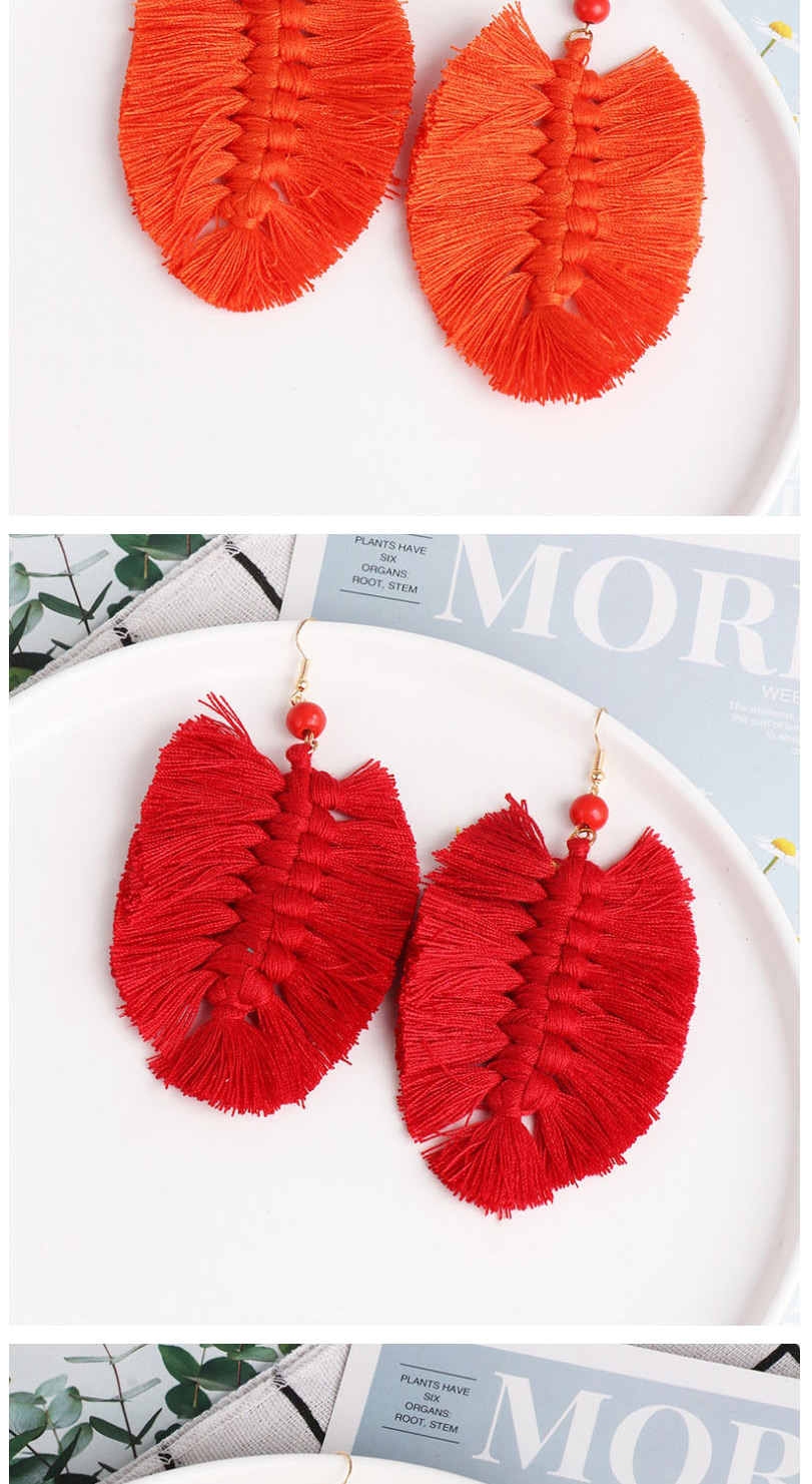 Fashion Crimson Wool Geometric Tassel Earrings,Drop Earrings