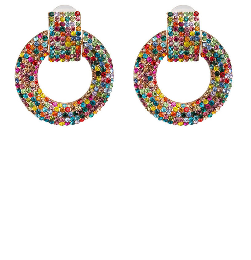 Fashion Color Diamond Round Earrings,Drop Earrings