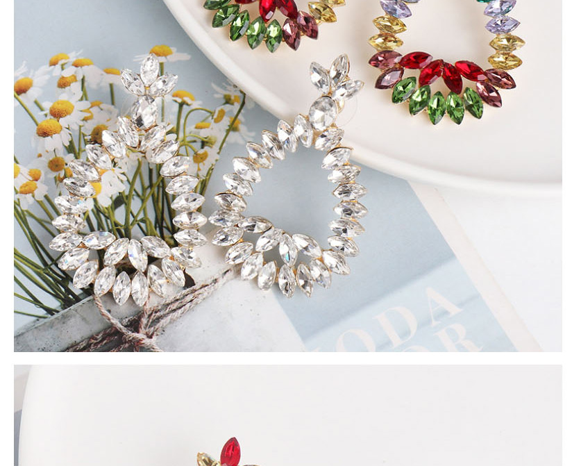 Fashion White Geometric Diamond Earrings,Drop Earrings