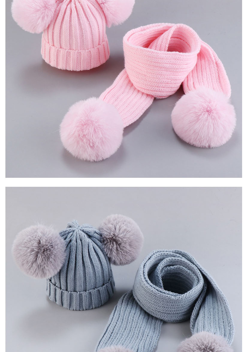 Fashion Suit-grey Thread Wool Ball Wool Baby Hat Scarf Set,Children