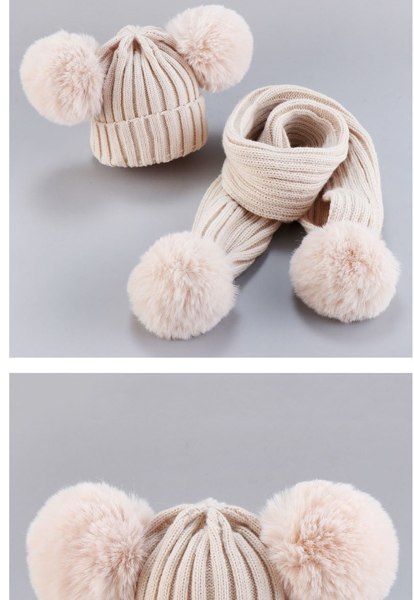 Fashion Suit-grey Thread Wool Ball Wool Baby Hat Scarf Set,Children
