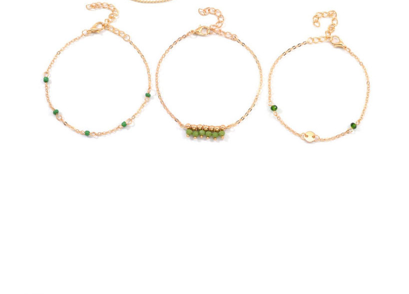 Fashion Green Chain Disc Bead Bracelet Set,Bracelets Set