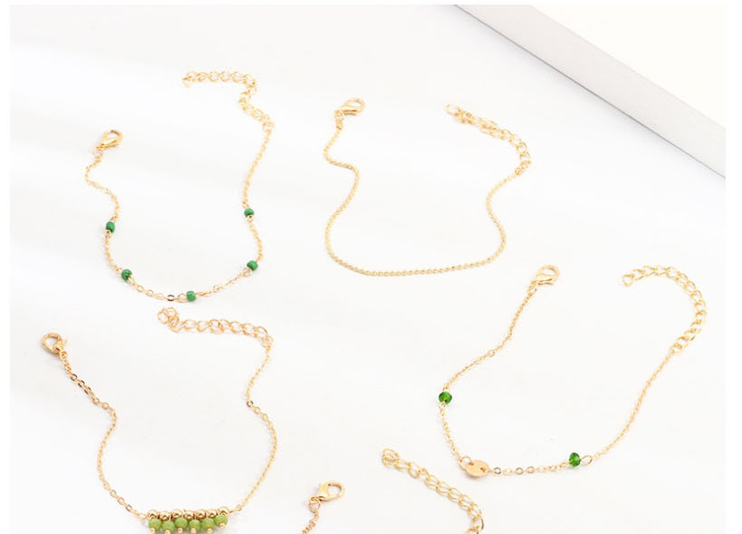 Fashion Green Chain Disc Bead Bracelet Set,Bracelets Set