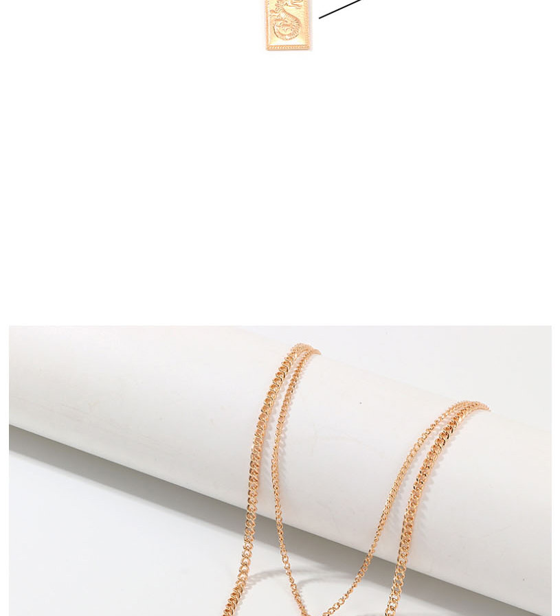 Fashion Golden Diamond Double Square Necklace,Multi Strand Necklaces