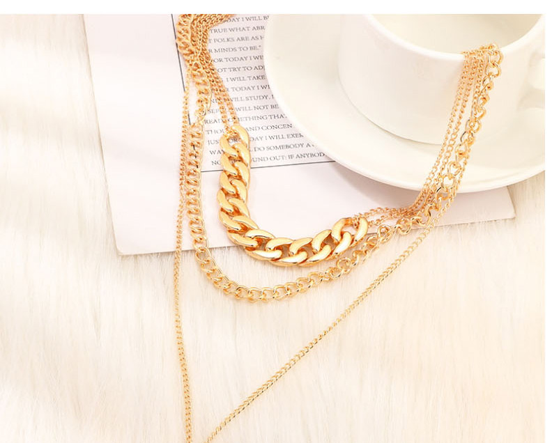 Fashion Golden Snake-shaped Thick Chain Multilayer Necklace,Multi Strand Necklaces