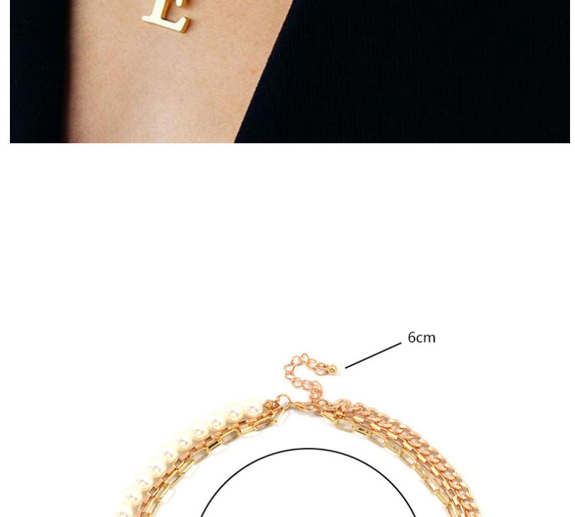 Fashion Golden Letter Ring Multilayer Pearl Necklace,Multi Strand Necklaces