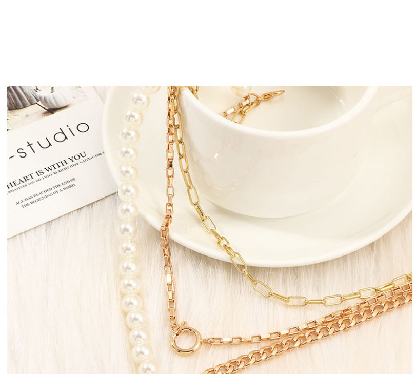 Fashion Golden Letter Ring Multilayer Pearl Necklace,Multi Strand Necklaces