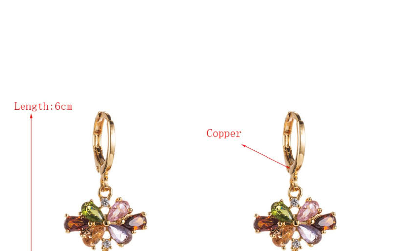Fashion Color Zircon Clover Tassel Earrings,Drop Earrings