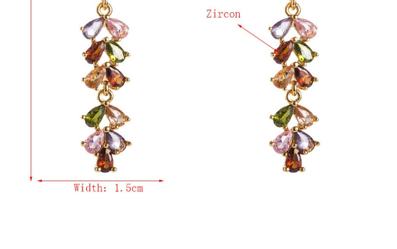 Fashion Color Zircon Clover Tassel Earrings,Drop Earrings