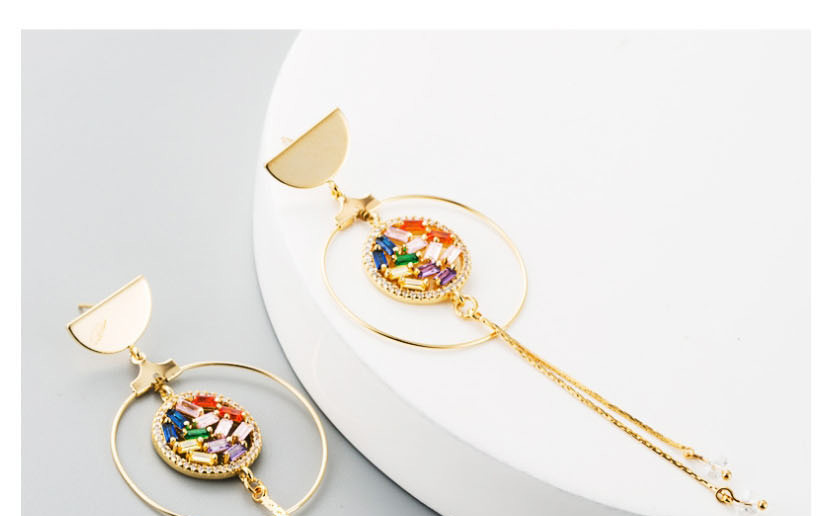 Fashion Color Circle Diamond Tassel Earrings,Drop Earrings