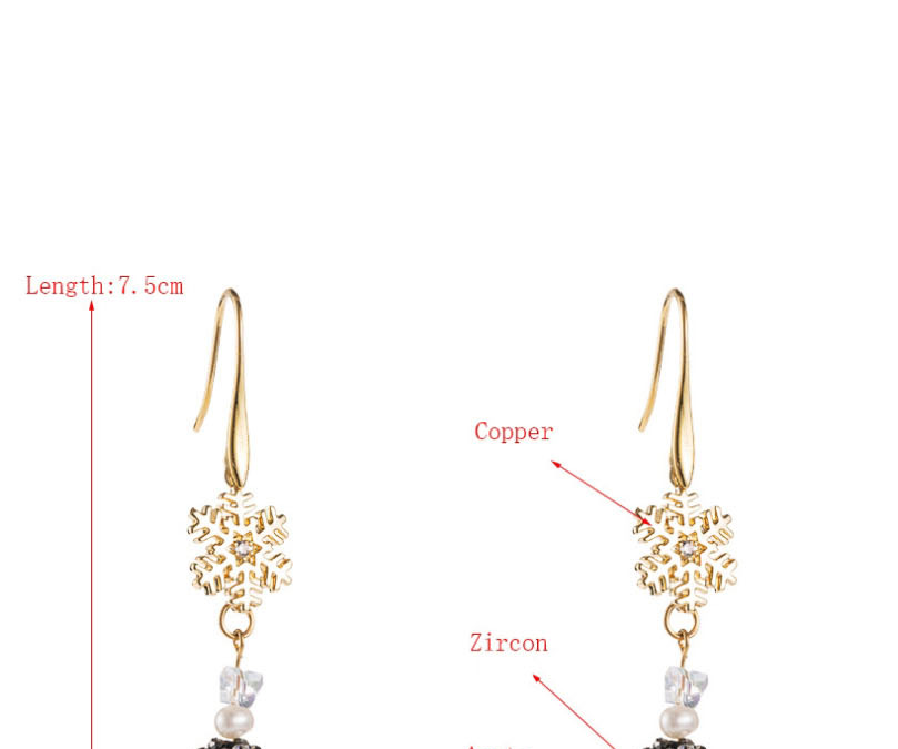 Fashion Yellow Agate Zircon Snowflake Drop Earrings,Drop Earrings