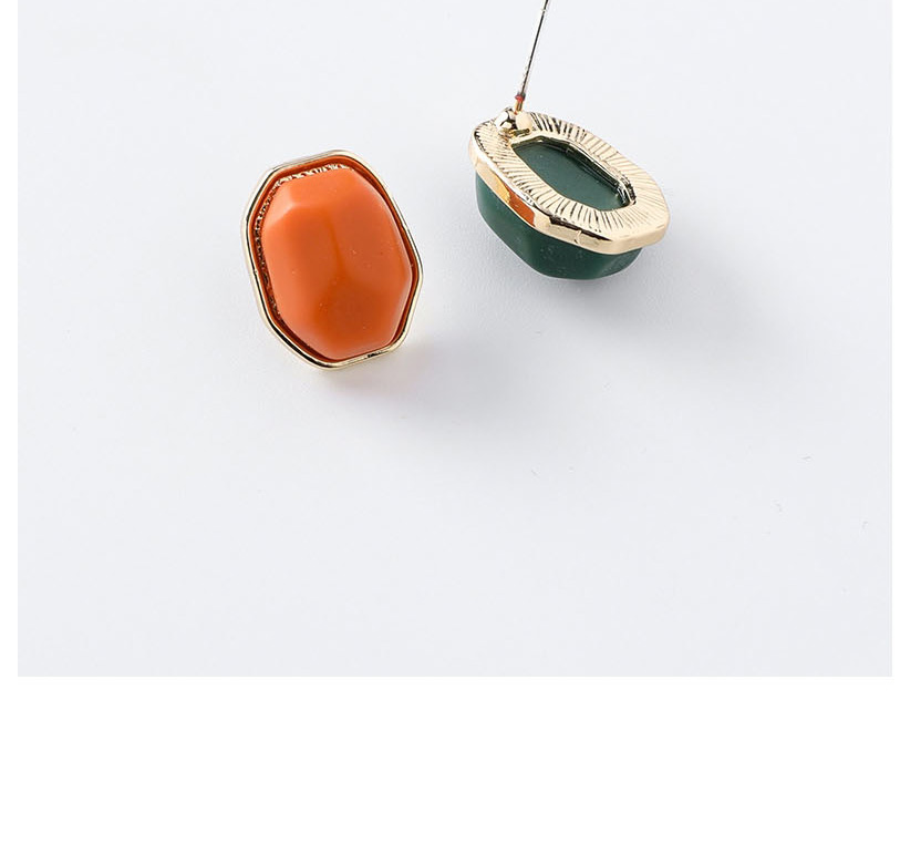 Fashion B Orange Contrast Irregular Geometric Earrings,Stud Earrings