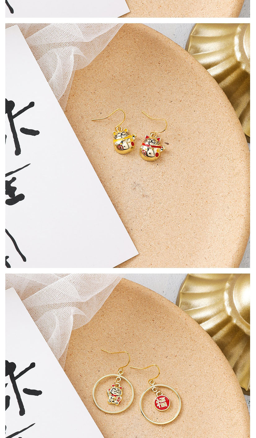 Fashion Golden Contrasting Lucky Cat Earrings,Drop Earrings