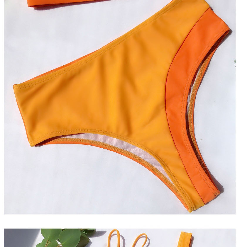 Fashion Yellow Colorblock High Waist Split Swimsuit,Bikini Sets