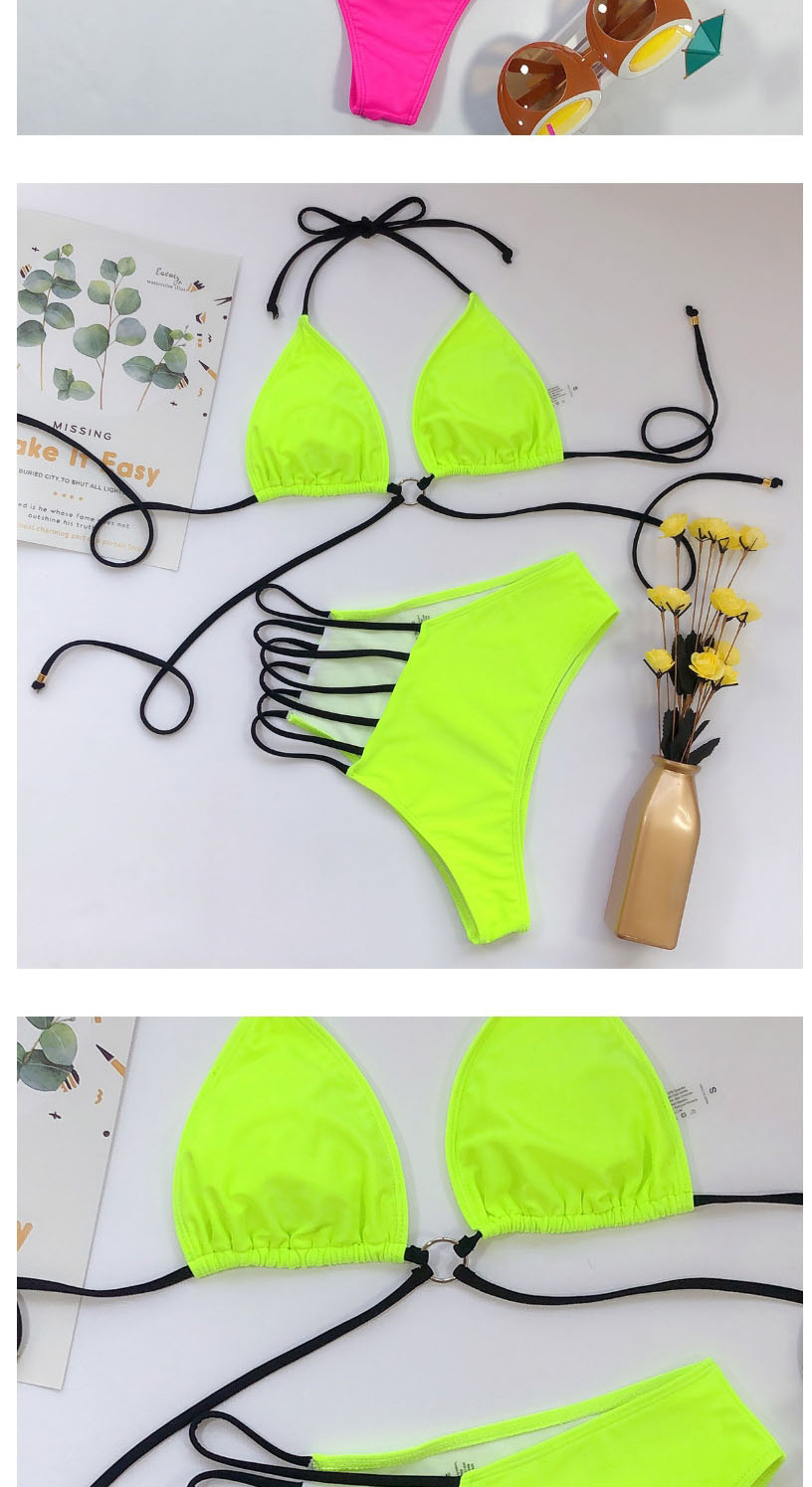 Fashion Fluorescent Green Hollow Strap Split Swimsuit,Bikini Sets