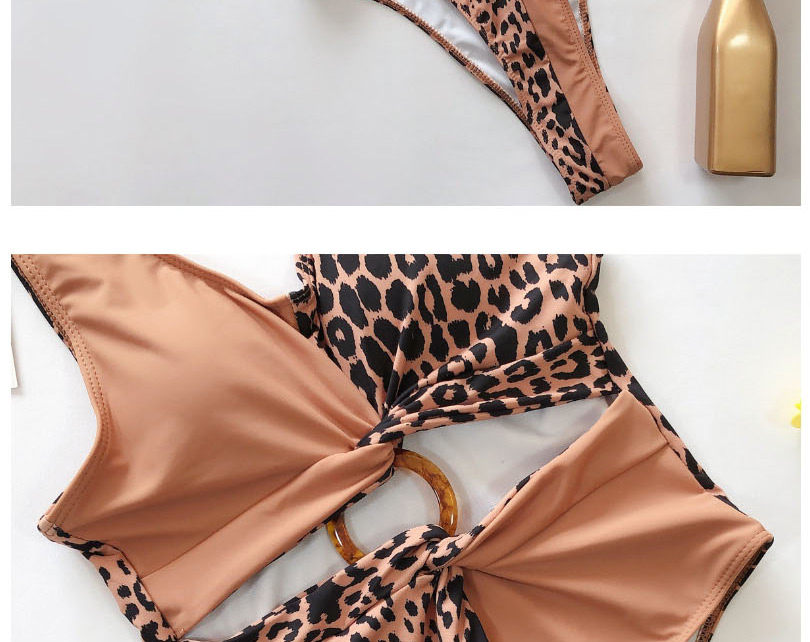 Fashion Khaki Fight Leopard Print Leopard Print One-piece Swimsuit,One Pieces