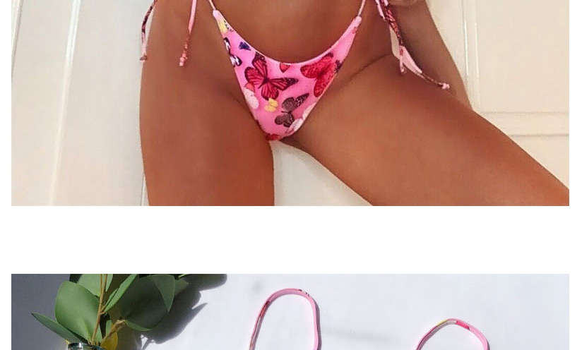 Fashion Pink Butterfly 4d Printed Split Swimsuit,Bikini Sets