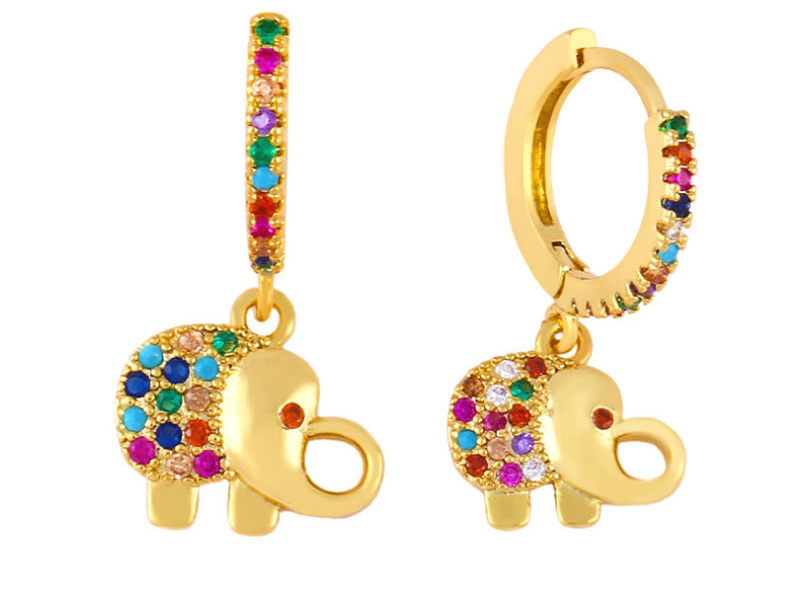 Fashion Elephant Baby Elephant Earrings With Diamonds,Earrings