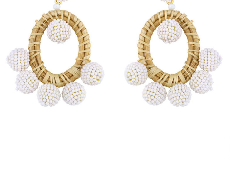 Fashion Pink Rice Beads Rattan Geometric Earrings,Drop Earrings