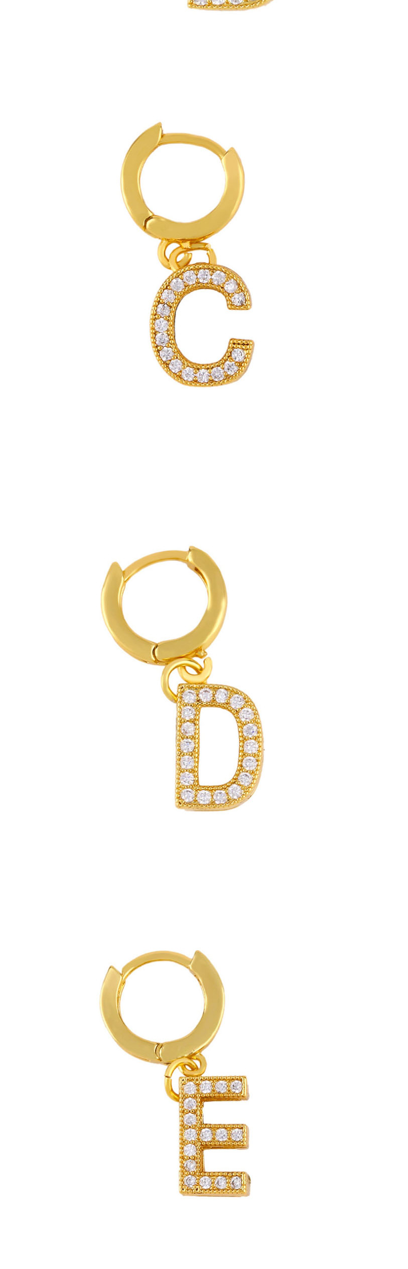 Fashion D Golden Diamond Letter Earrings,Earrings