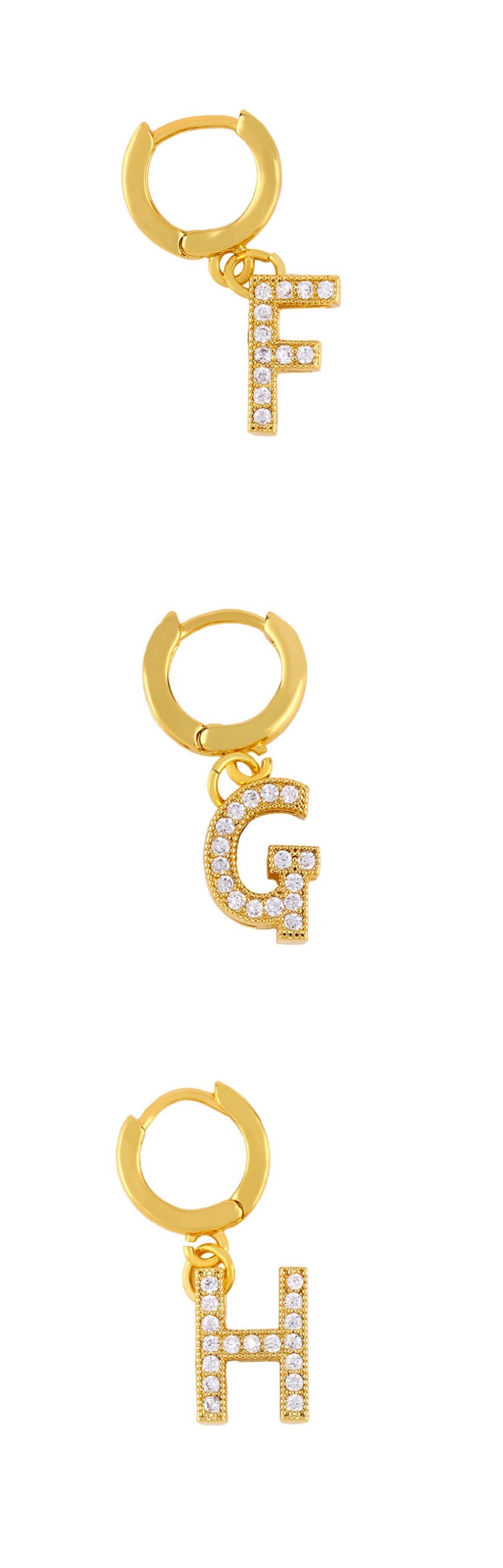 Fashion E-gold Diamond Letter Earrings,Earrings