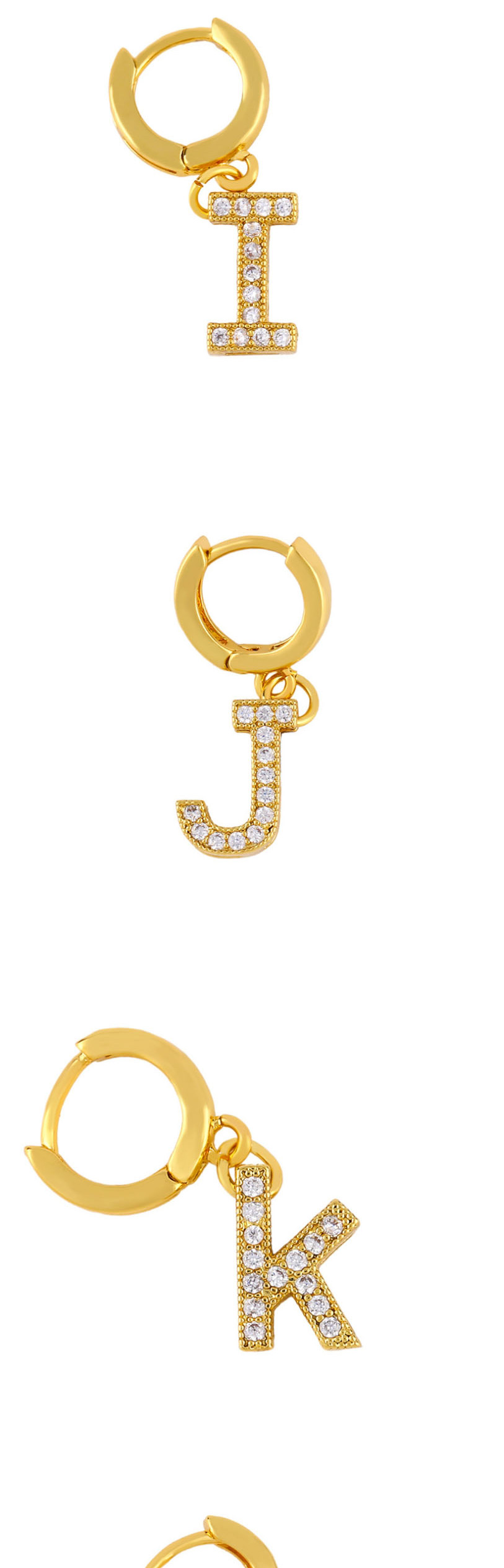 Fashion N Gold Diamond Letter Earrings,Earrings
