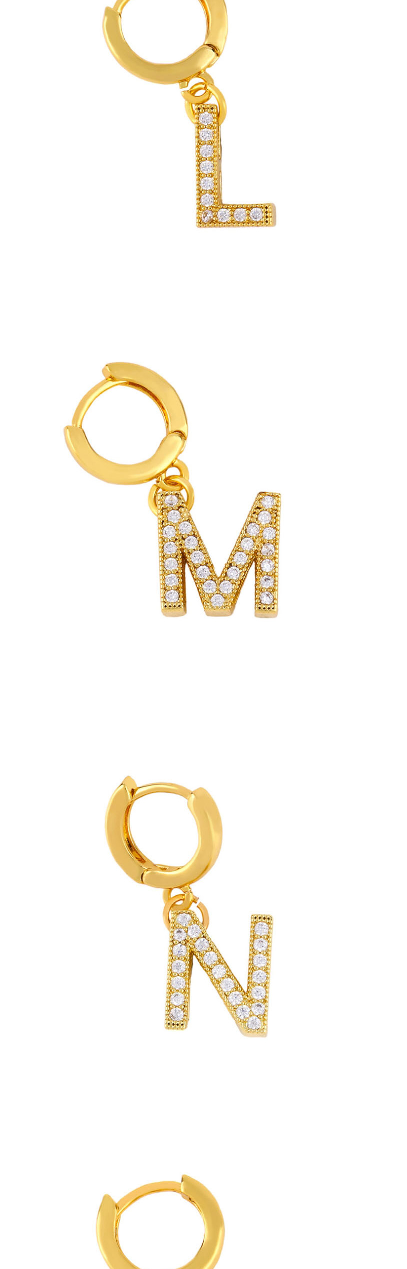 Fashion U Gold Diamond Letter Earrings,Earrings