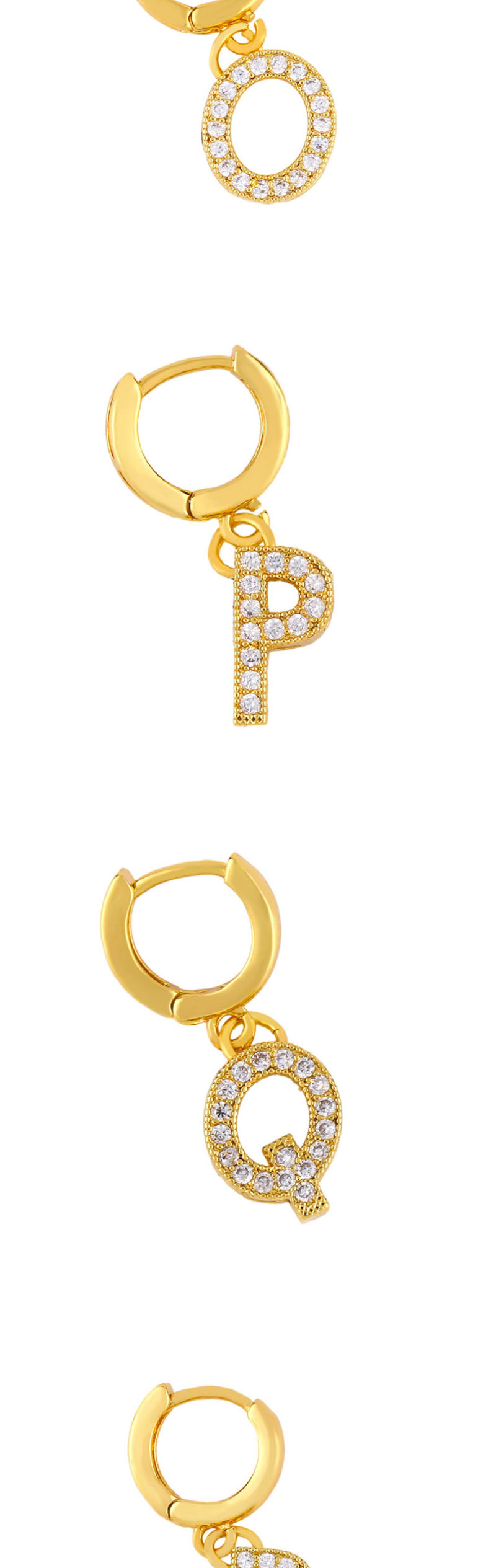 Fashion I Gold Diamond Letter Earrings (1 PC),Earrings