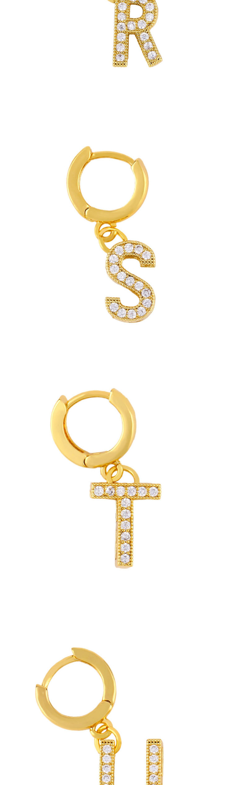 Fashion E-gold Diamond Letter Earrings,Earrings