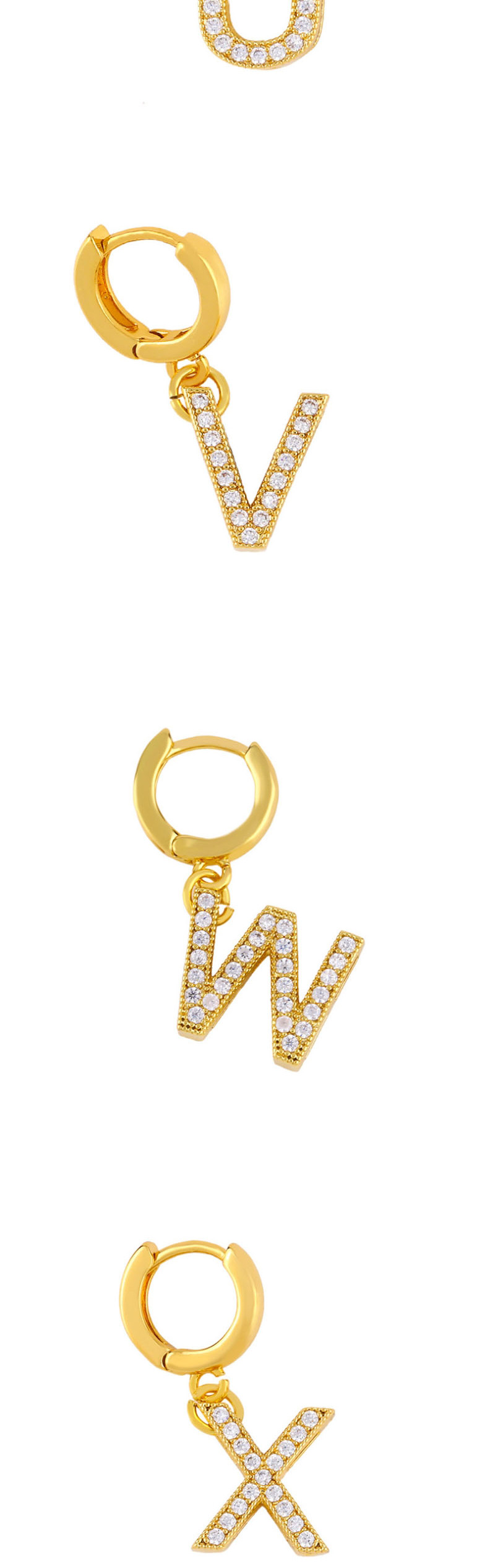Fashion P Golden Diamond Letter Earrings,Earrings