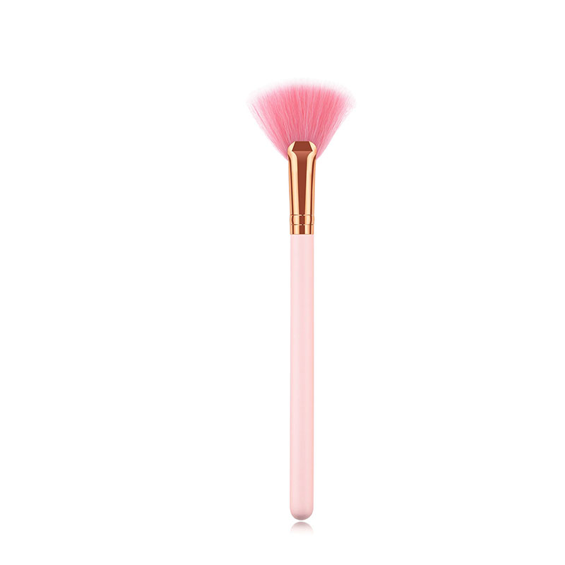 Fashion Pink Gold Single Powder White Hair Small Fan Brush,Beauty tools