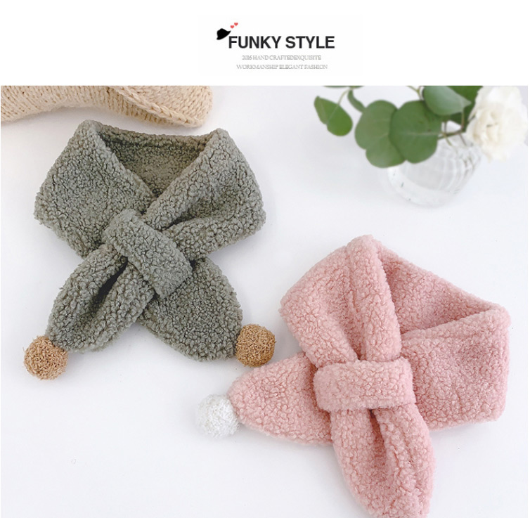 Fashion Pink Fur Ball Lambskin Scarf,knitting Wool Scaves