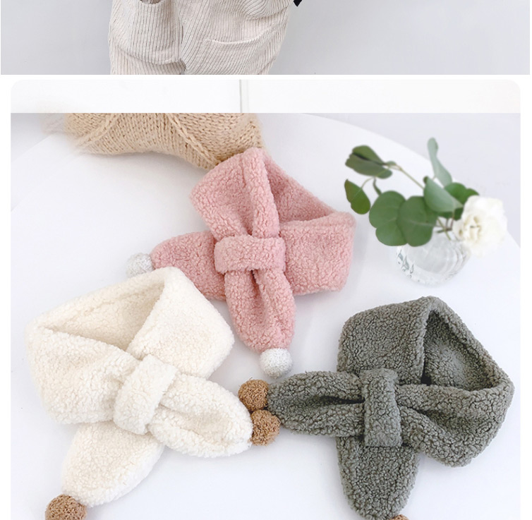 Fashion Khaki Fur Ball Lambskin Scarf,knitting Wool Scaves