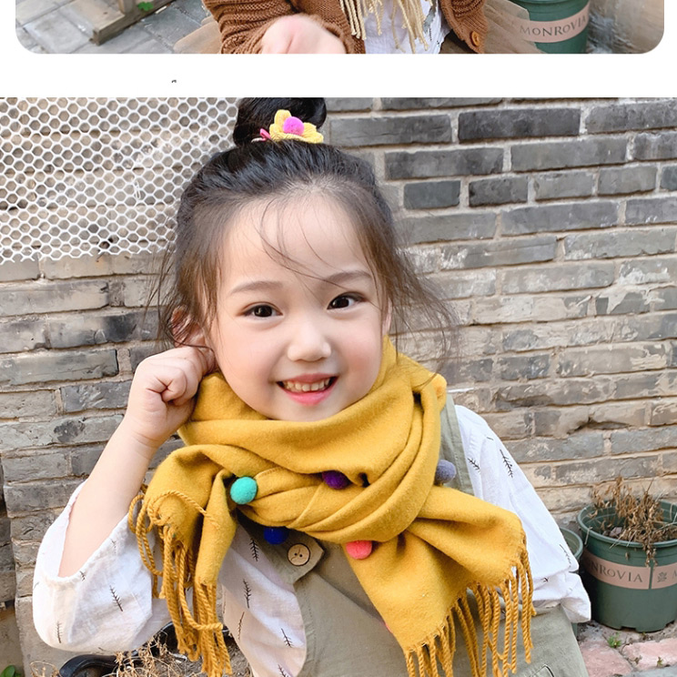 Fashion Pink Fight Color Reversible Cashmere Ball Fringed Children Scarf,Thin Scaves