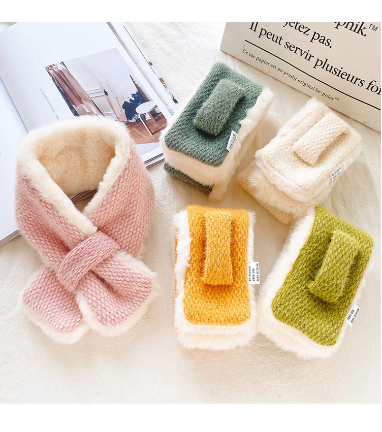 Fashion Yellow Contrast Color Rabbit Fur Children Scarf,knitting Wool Scaves
