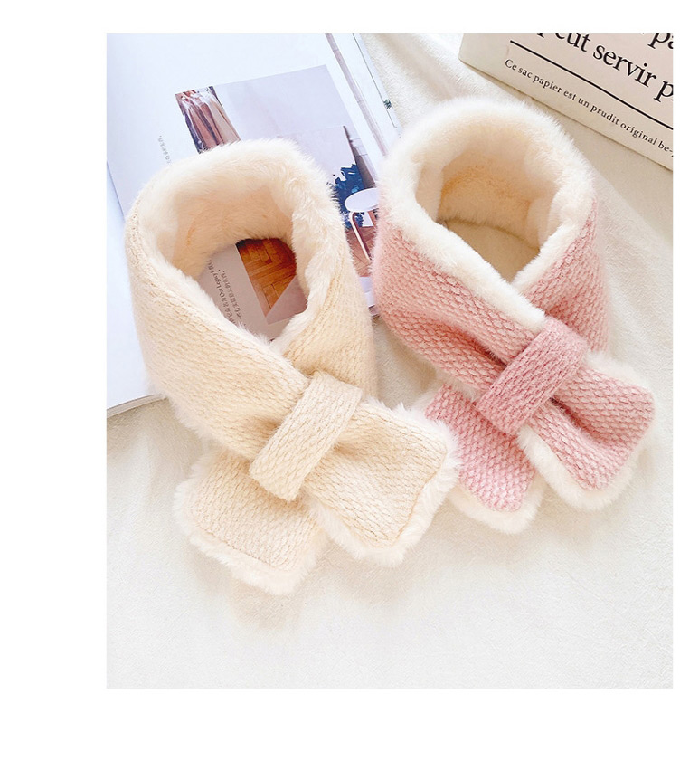 Fashion Creamy-white Contrast Color Rabbit Fur Children Scarf,knitting Wool Scaves