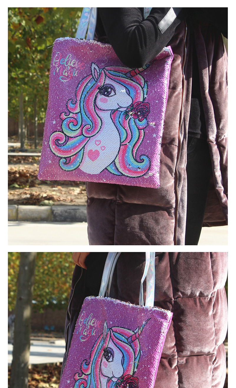Fashion Unicorn Against Blue Sky Unicorn Sequin Crossbody Bag,Messenger bags
