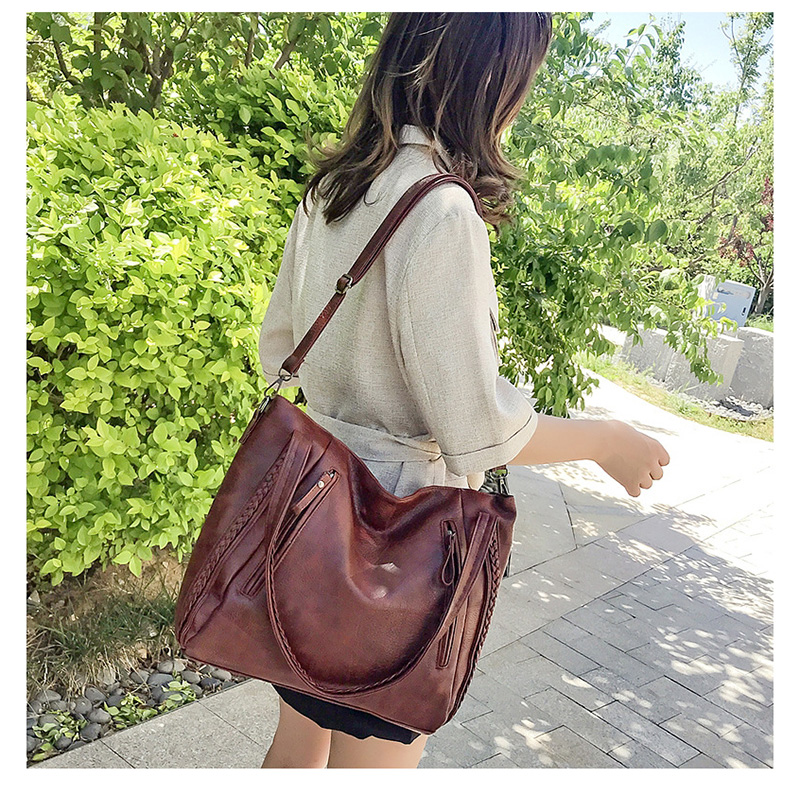 Fashion Brown Zip Rope Shoulder Bag,Messenger bags