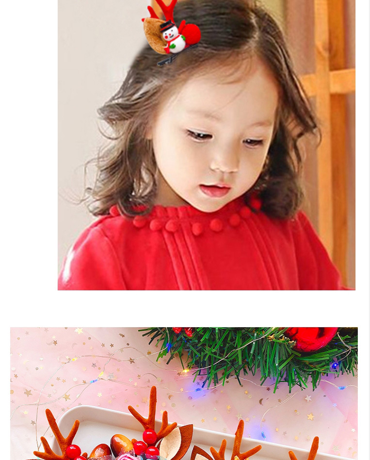 Fashion Orange Red Mushroom Hair Ball Antlers Hair Clip Set,Kids Accessories