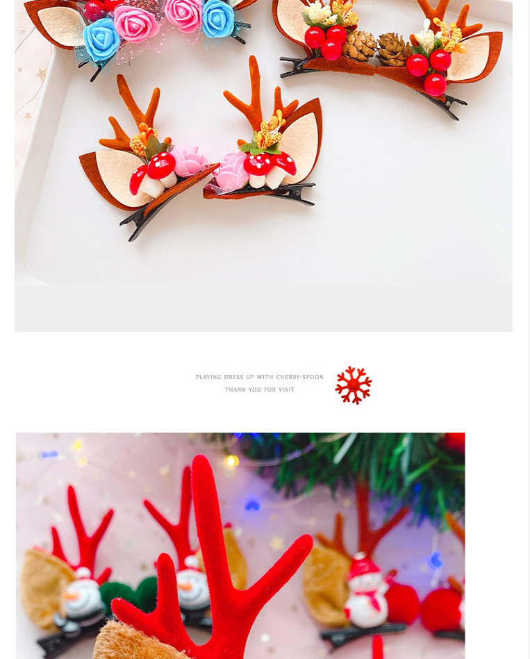 Fashion Red + Brown (2 Pairs) Hair Ball Leaf Antlers Hair Clip Set,Kids Accessories